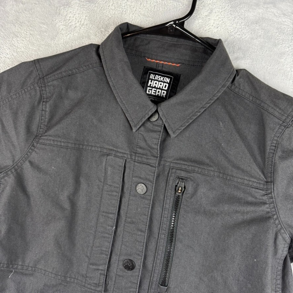 Alaskan Hardgear Jacket Womens Small Gray Canvas Pockets Field Chore Snap Button